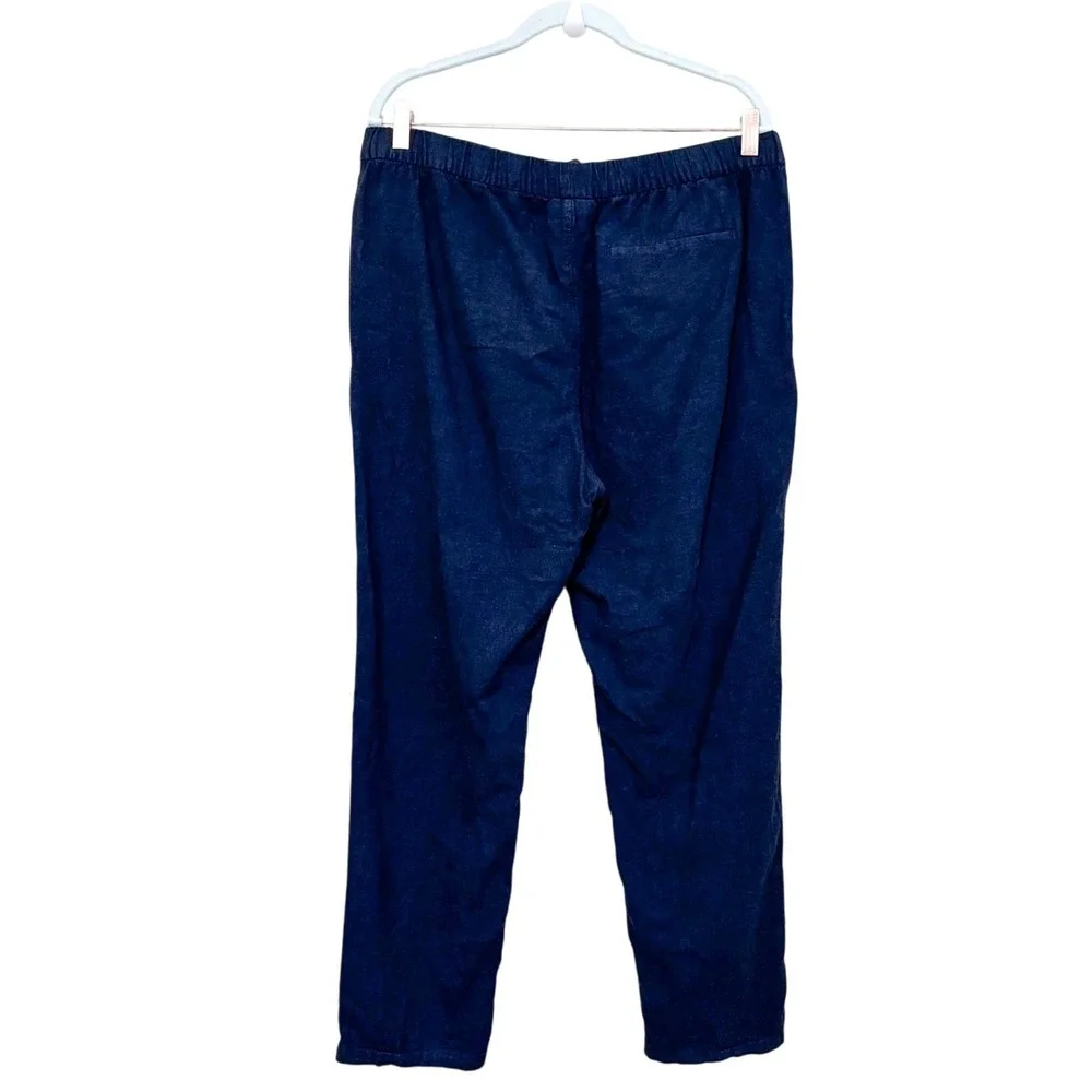 H&M Mens Linen Coastal Euro Summer Pants Size L Black Regular Fit Lightweight